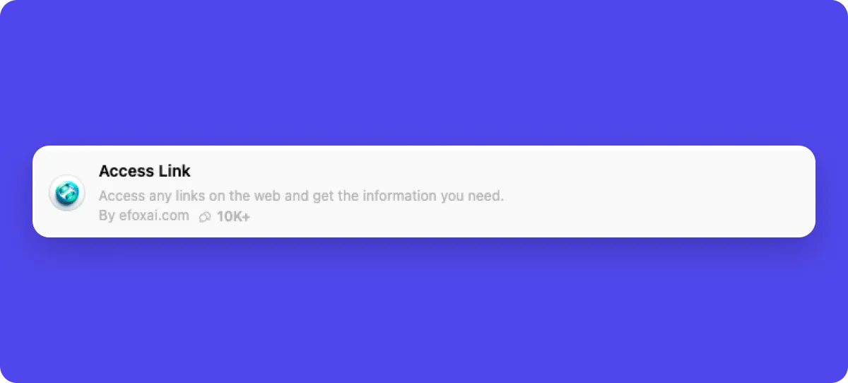 screenshot of customGPT "access link", made by efoxai.com