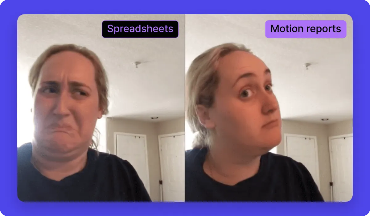 Brittany Broski looking disgusted by spreadsheets, then intrigued by motion reports